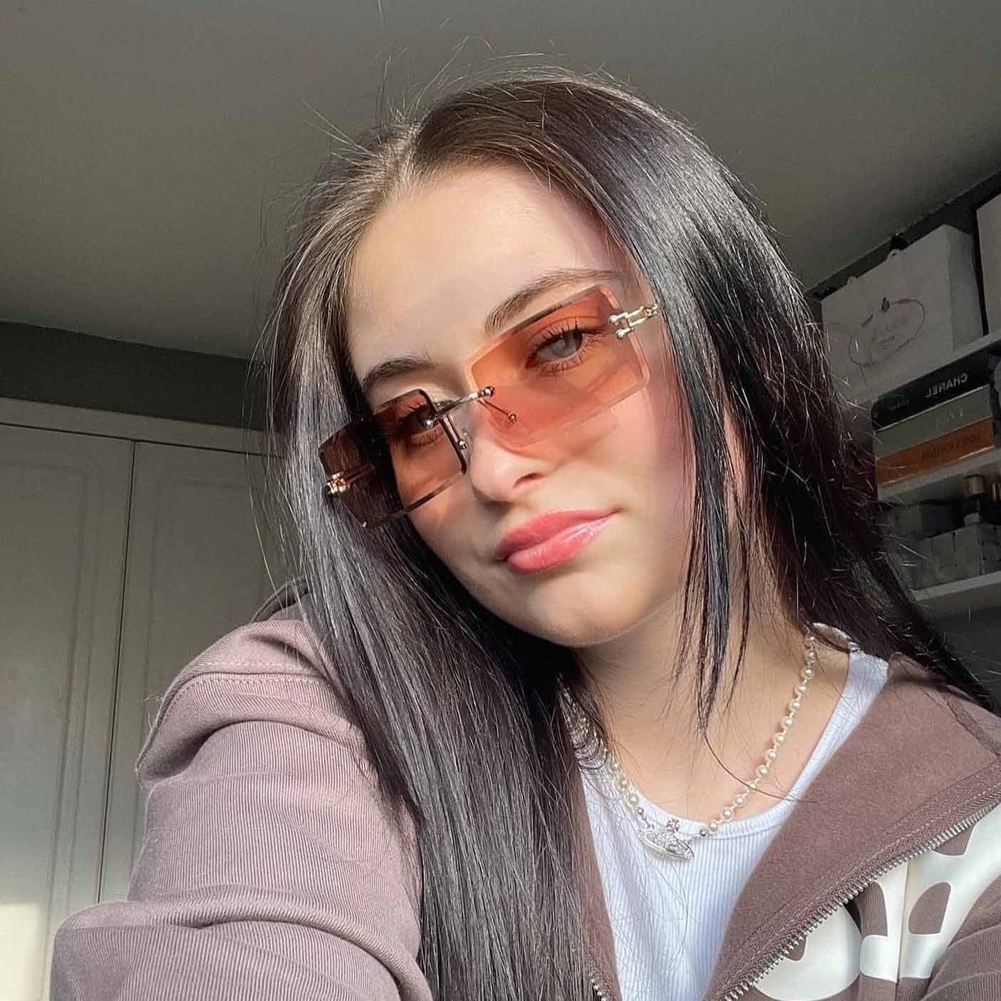 'Hennessy' Rimless Sunglasses in Brown & Gold