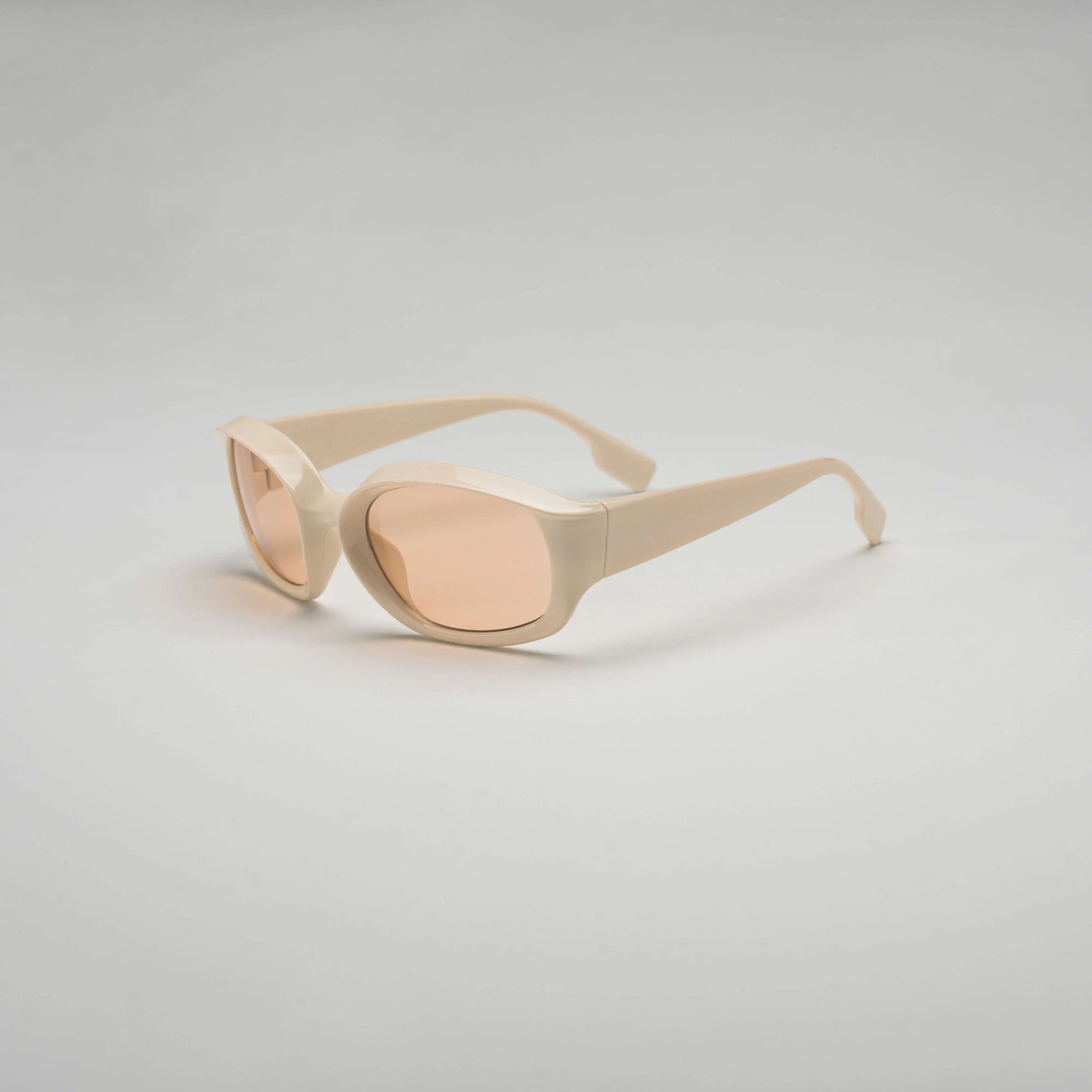 'Melbourne' Retro Wraparound Sunglasses in Beige