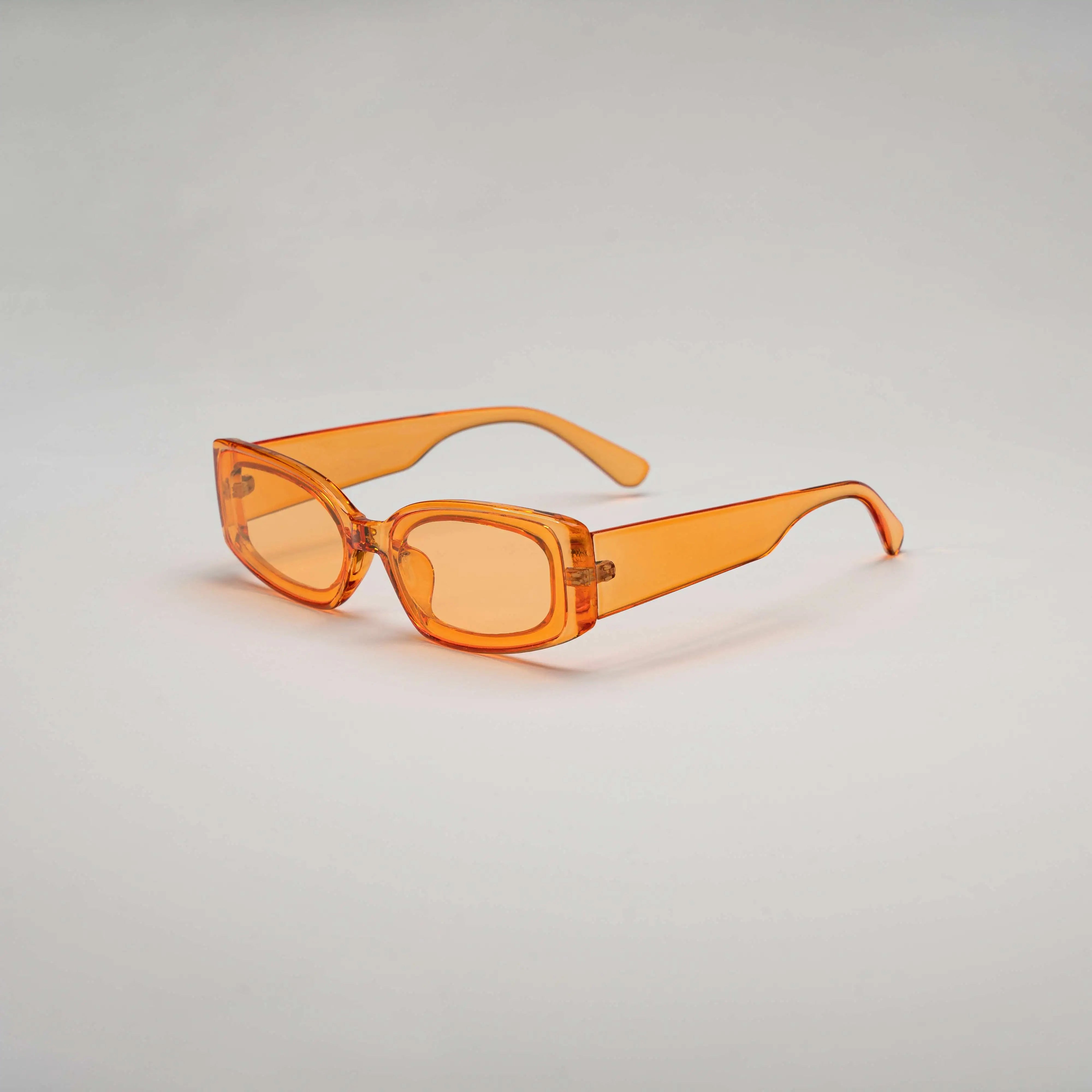 Vintage Transparent Square Sunglasses - Gray Orange