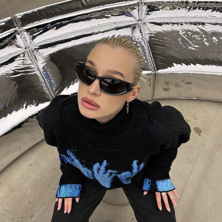 Shop 'Neo' Y2K Wraparound Sunglasses in Black