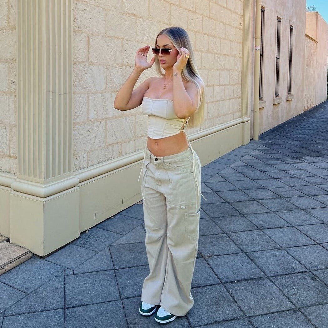 'Hennessy' Rimless Sunglasses in Brown & Gold