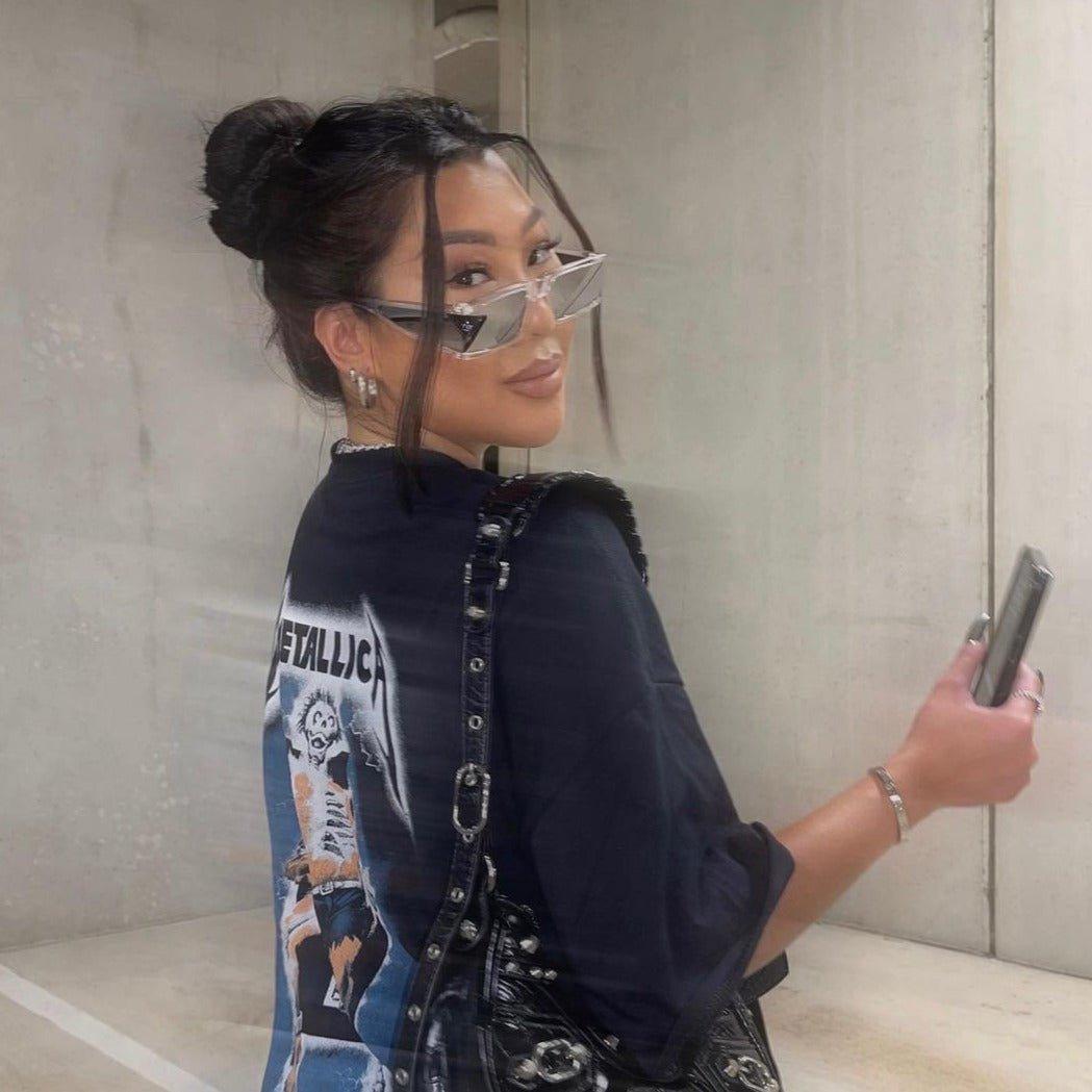 'Interstellar' Y2K Wraparound Sunglasses in Silver