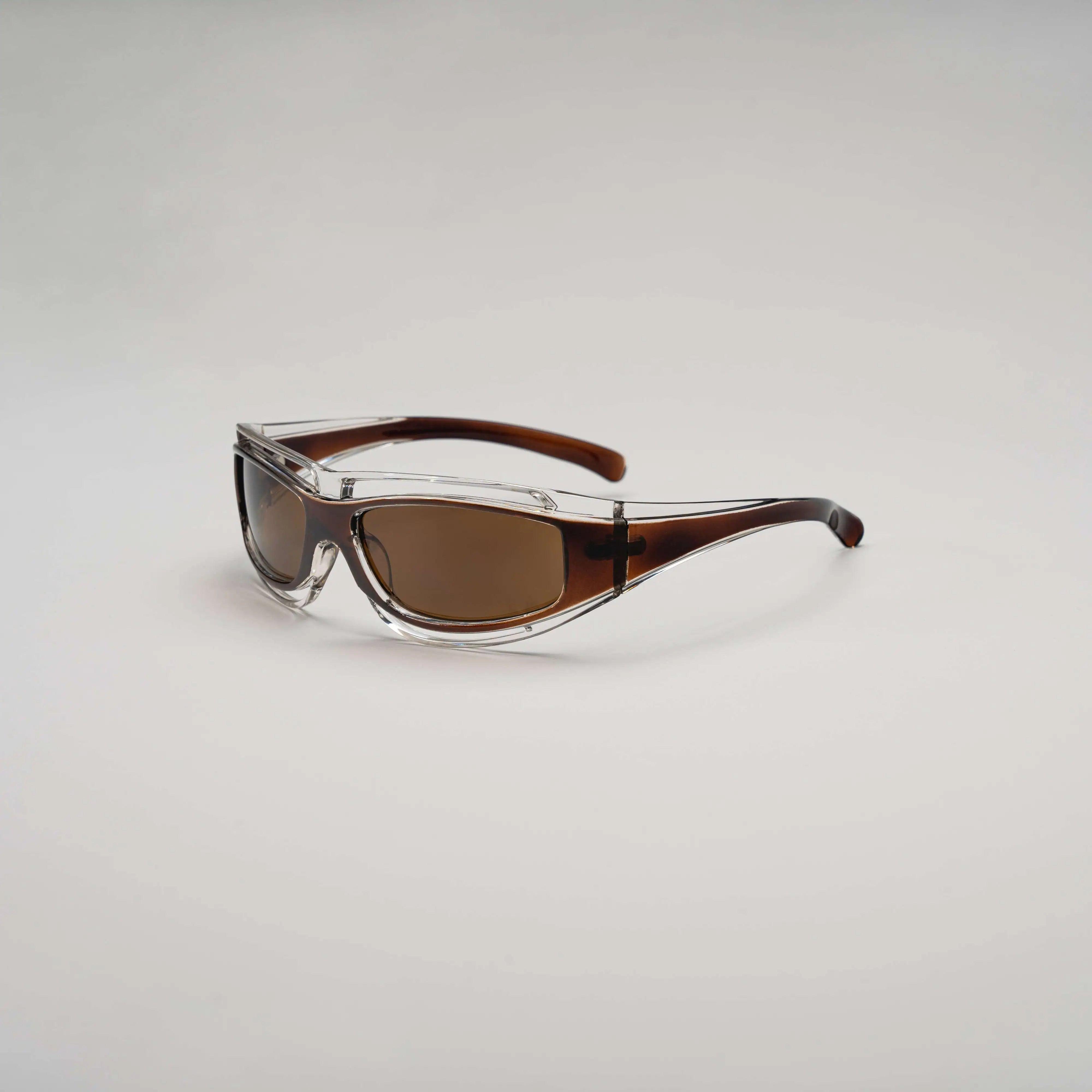 'Berlin' Y2K Wraparound Sunglasses in Brown