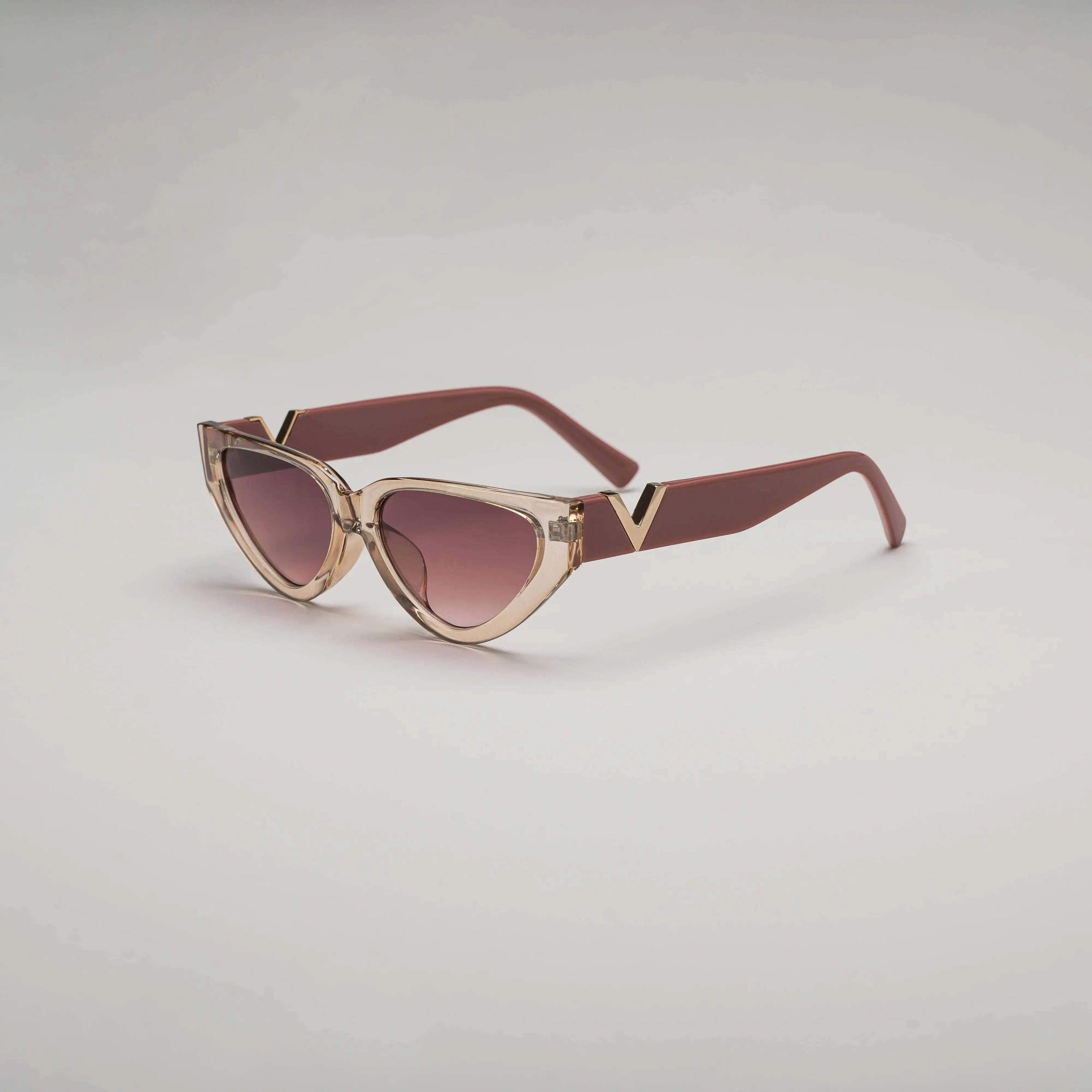 'Cola' Retro Sunglasses in Brown & Gold