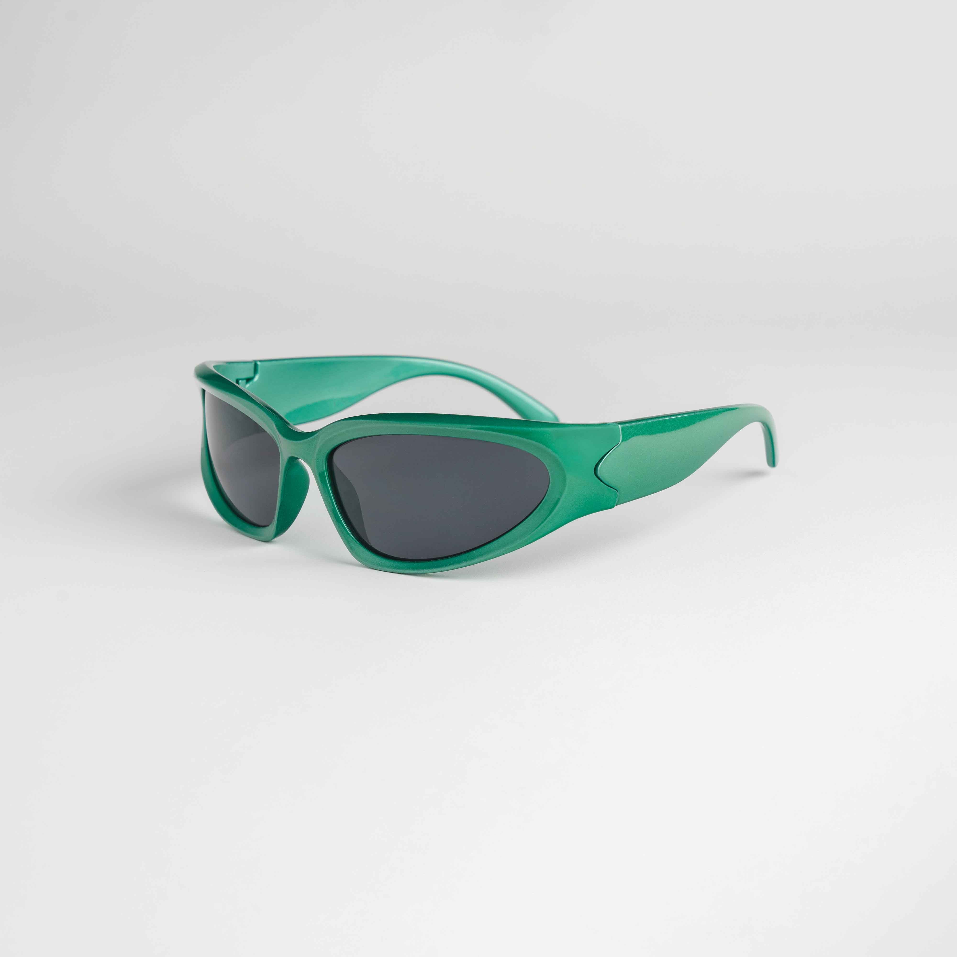 'Emerald' Y2K Wraparound Sunglasses in Green