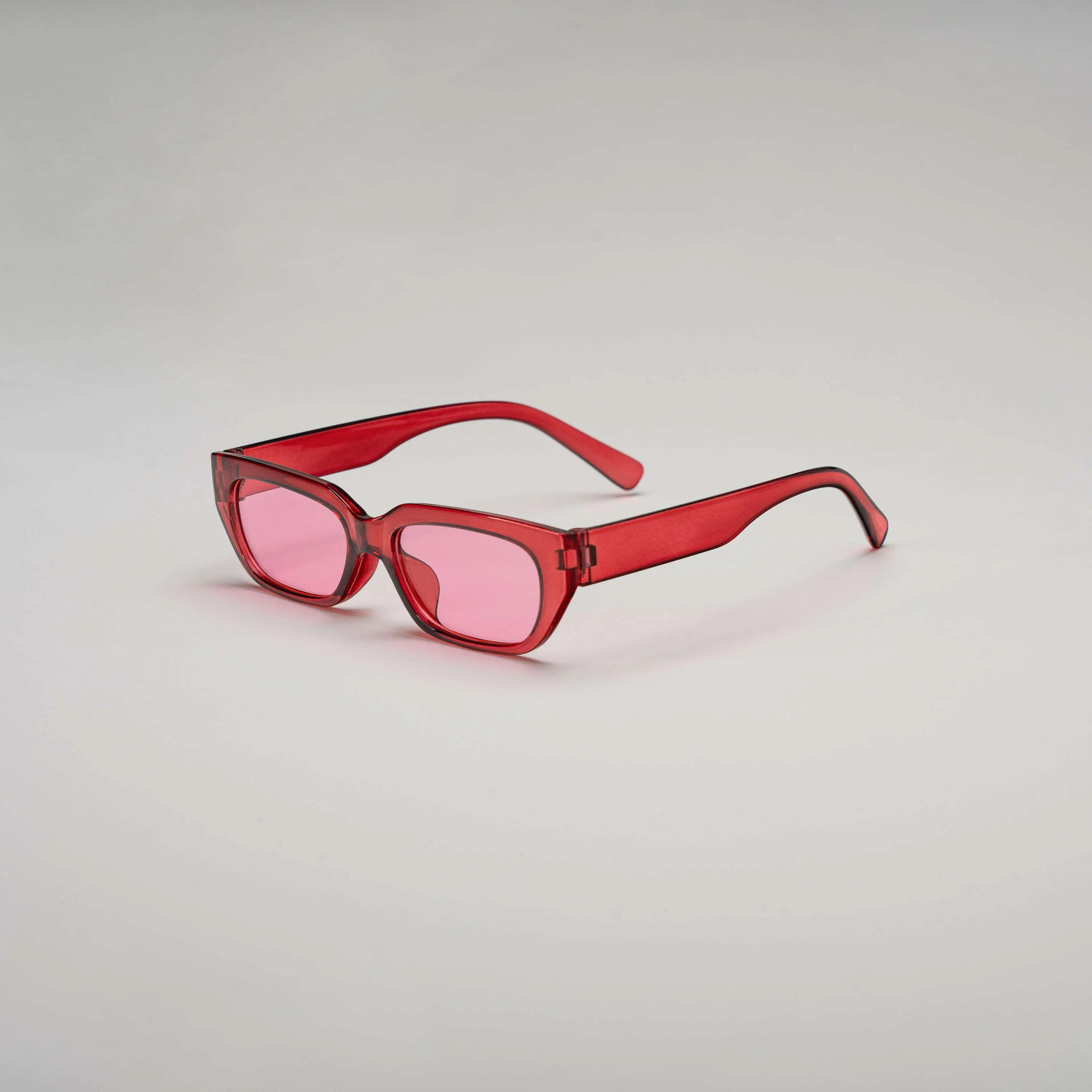 'Emergency' Transparent Retro Sunglasses in Red