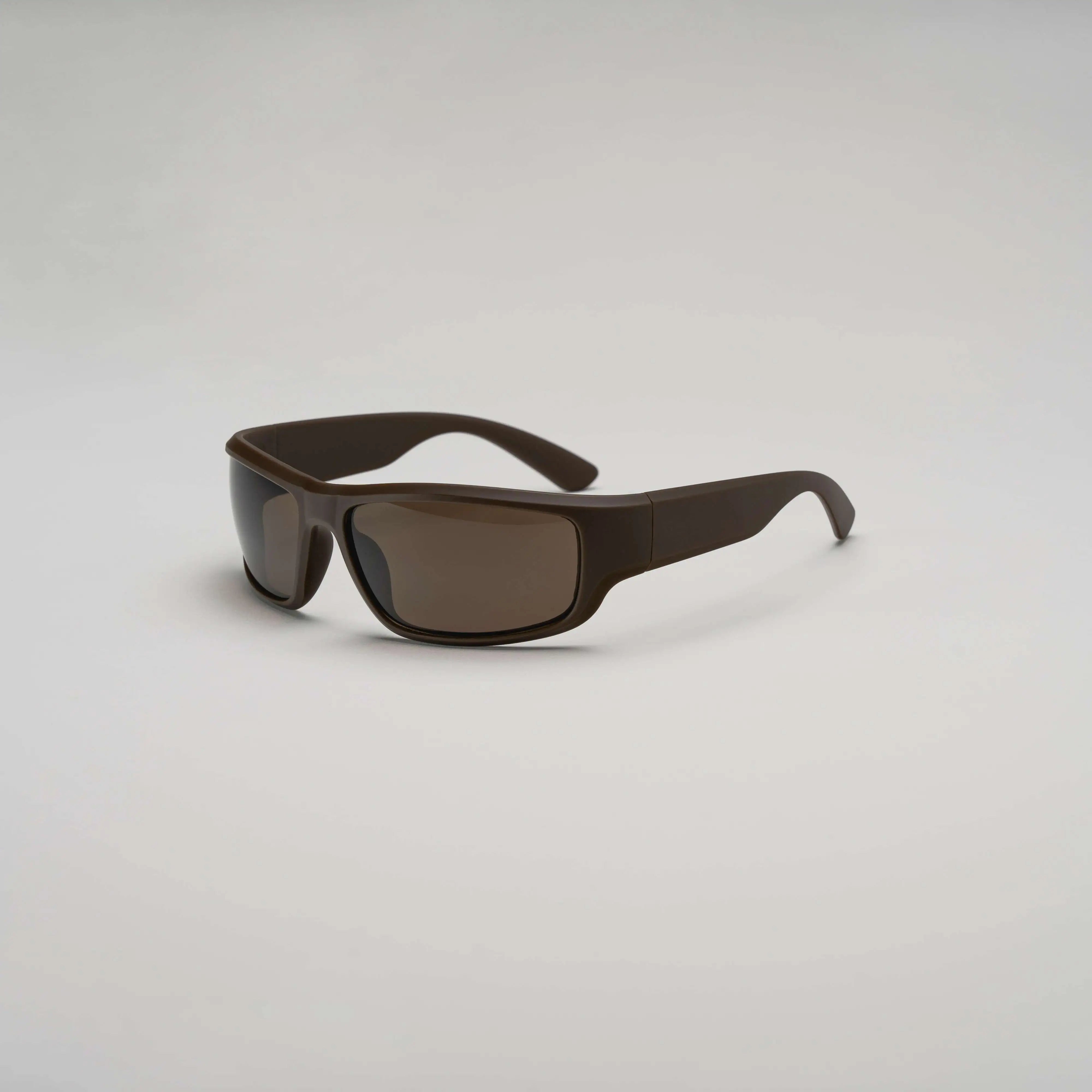 'Halcyon' Retro Wraparound Sunglasses in Brown