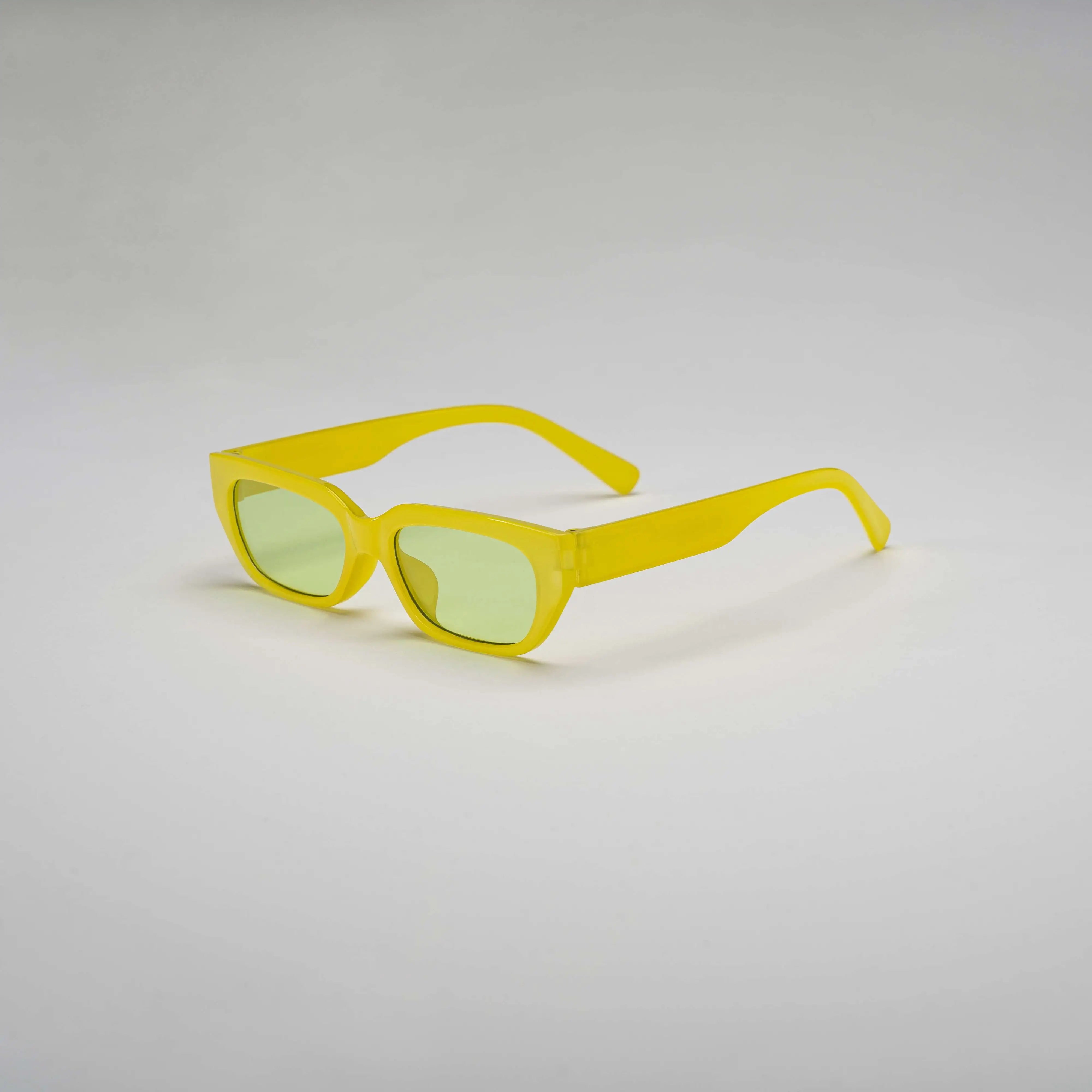 'House Arrest' Retro Sunglasses in Yellow & Green