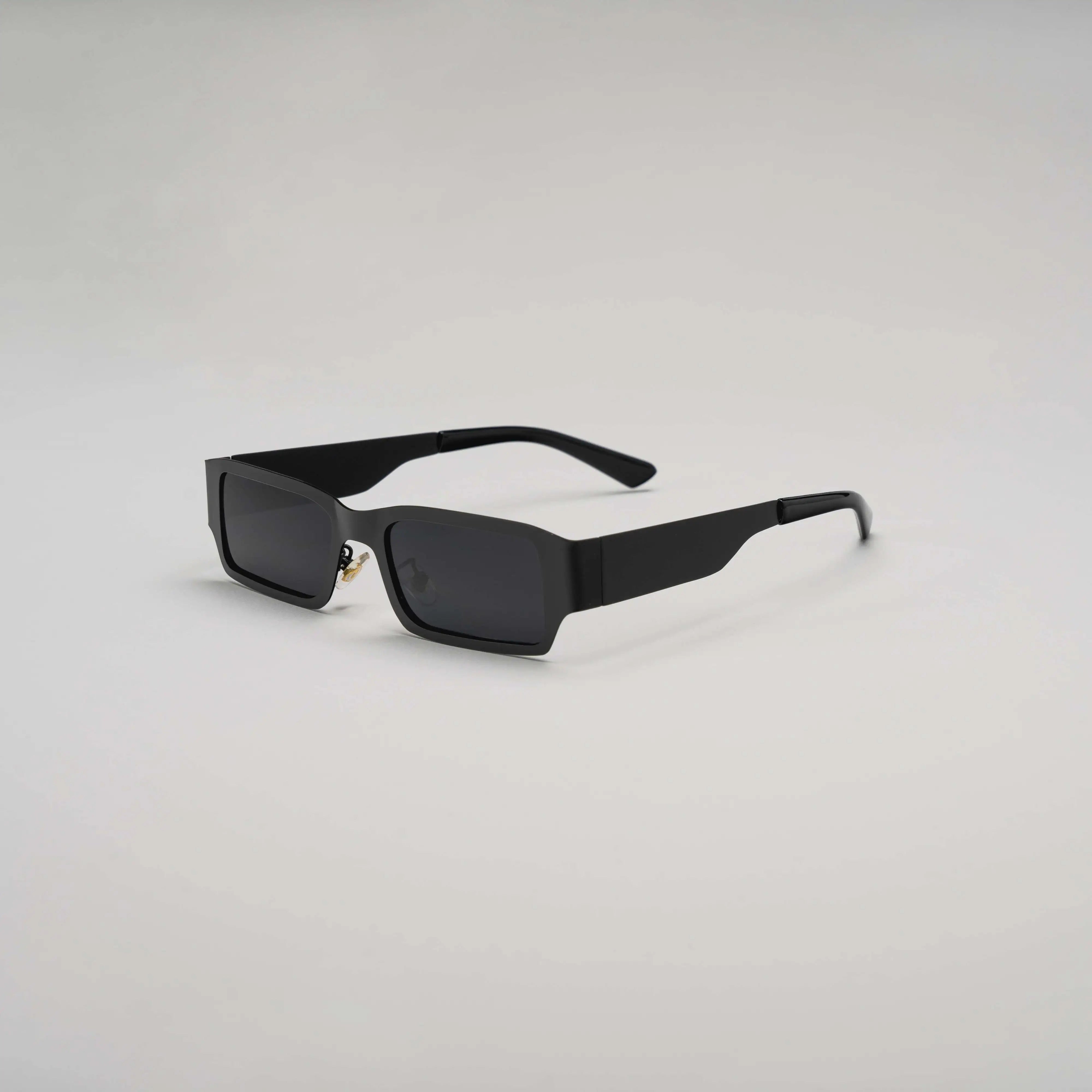 'Hyperspace' Retro Sunglasses in Metallic Black