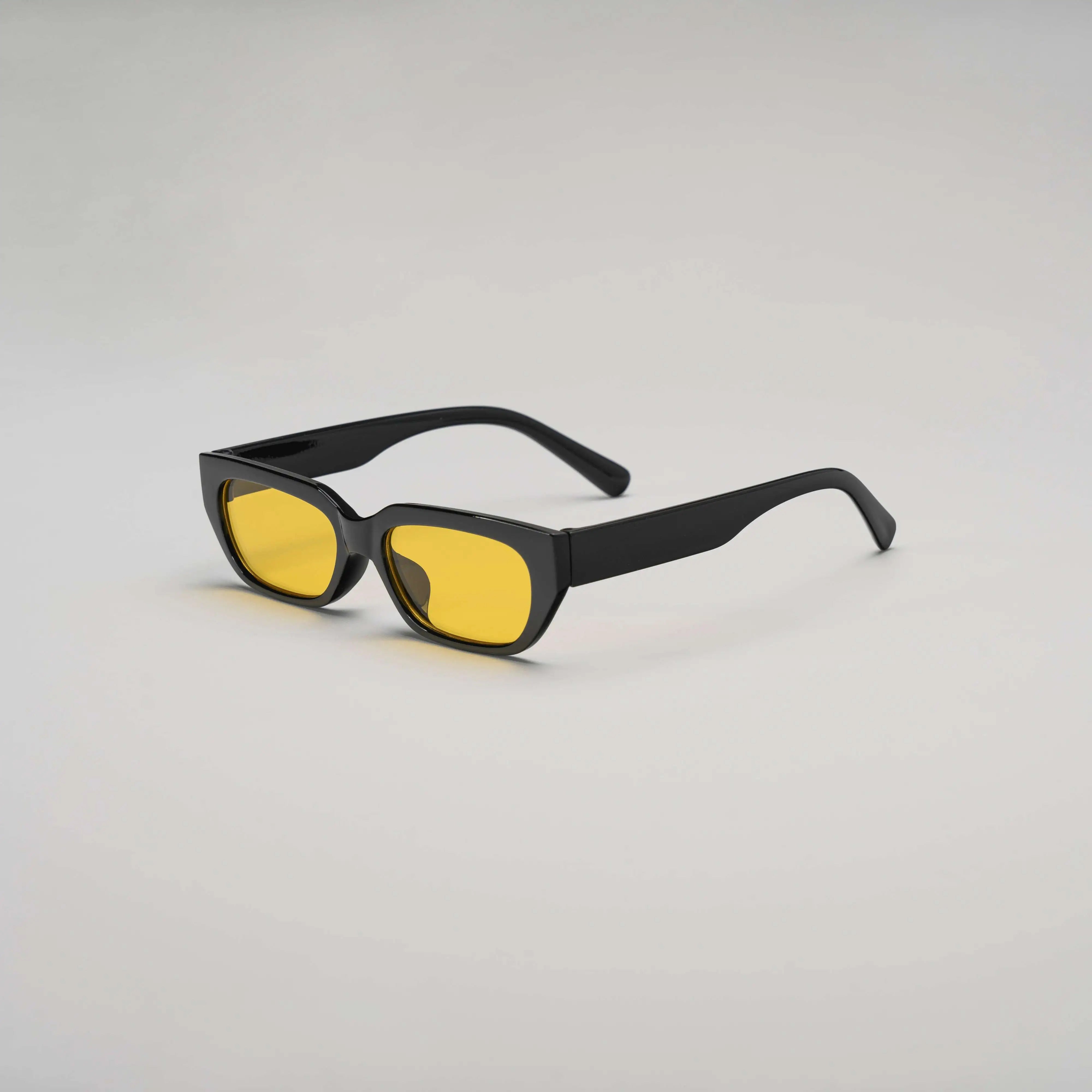 'Last Entry' Retro Sunglasses in Black & Yellow