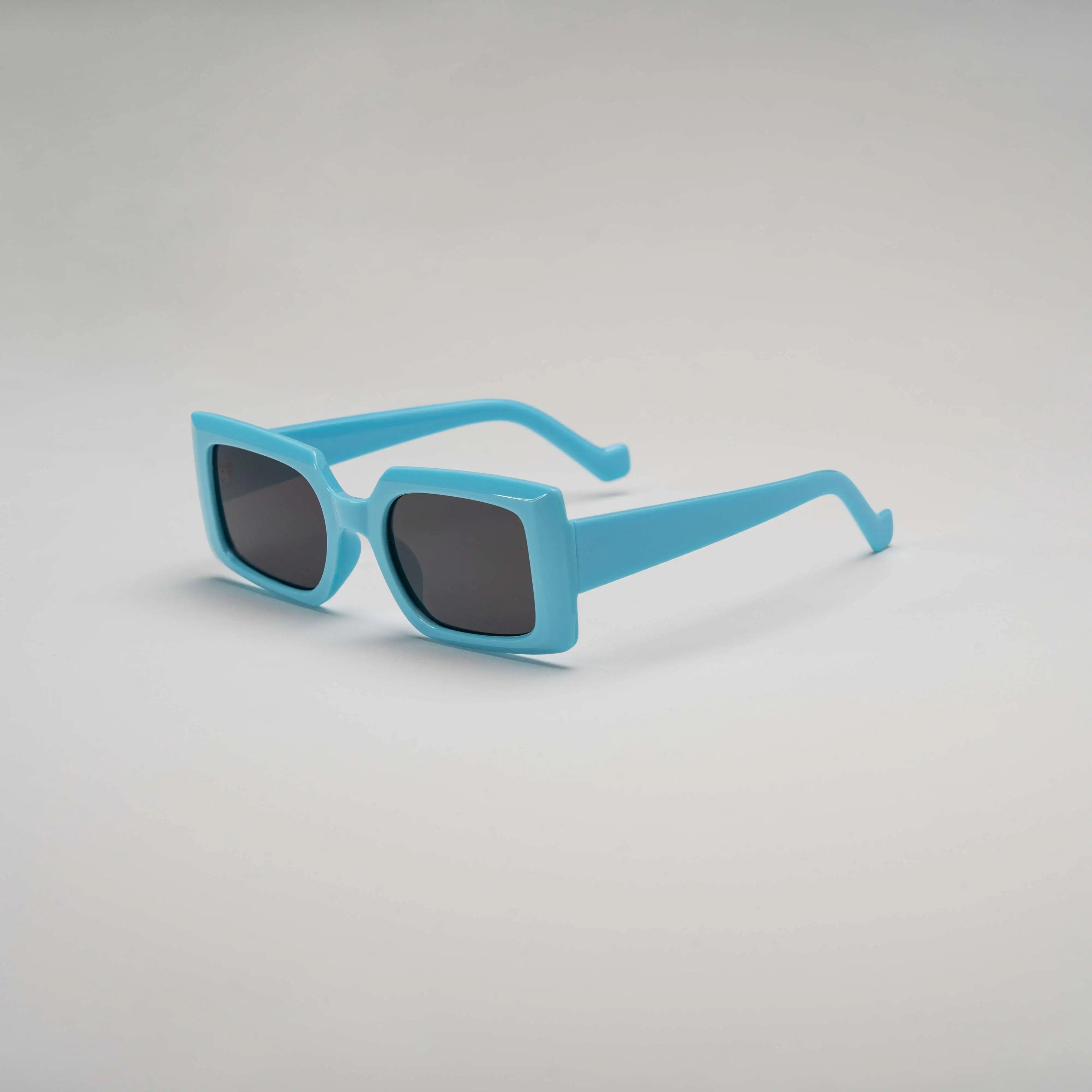 'Liquid Luv' Retro Square Sunglasses in Blue & Black