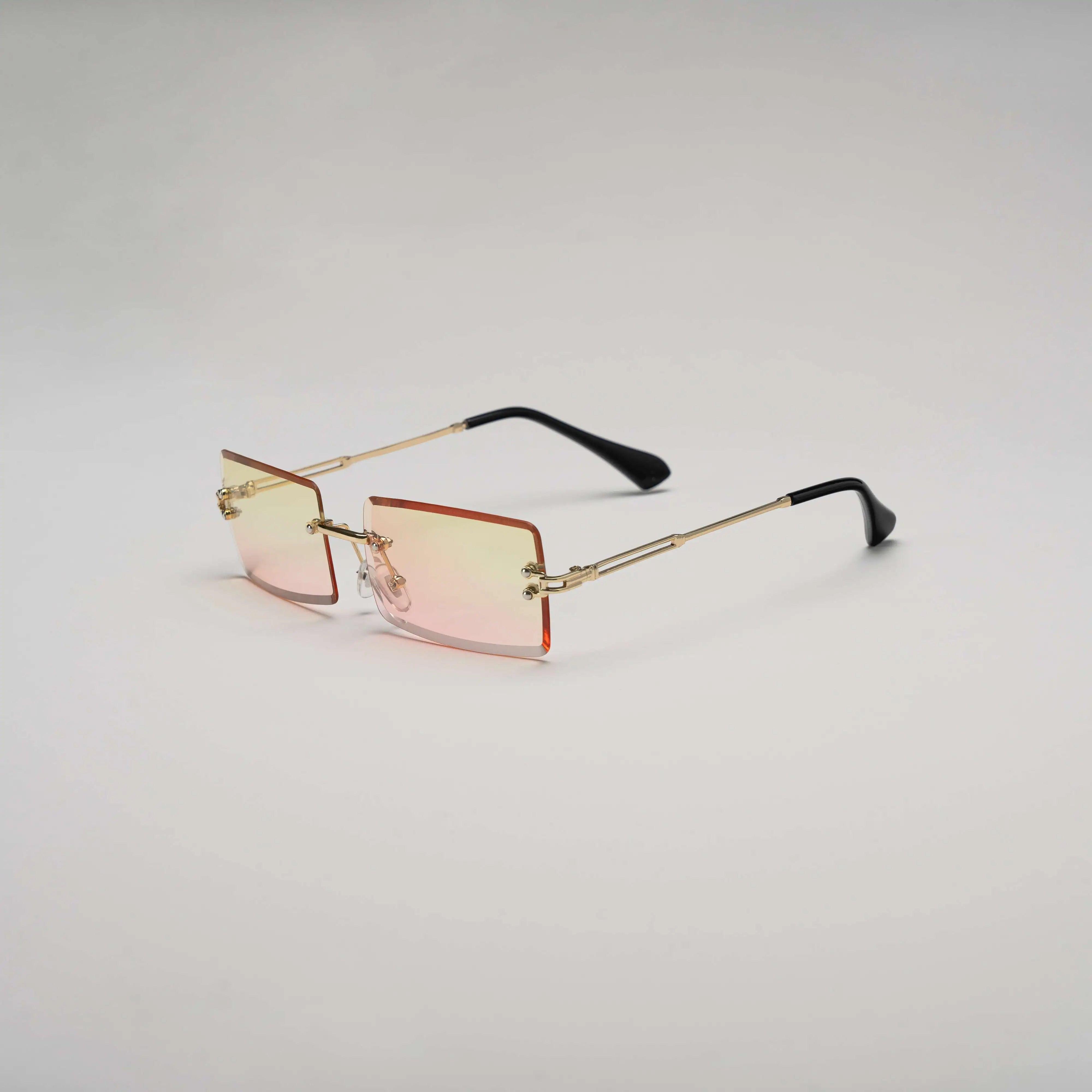 'Malibu' Rimless Sunglasses In Pink & Yellow