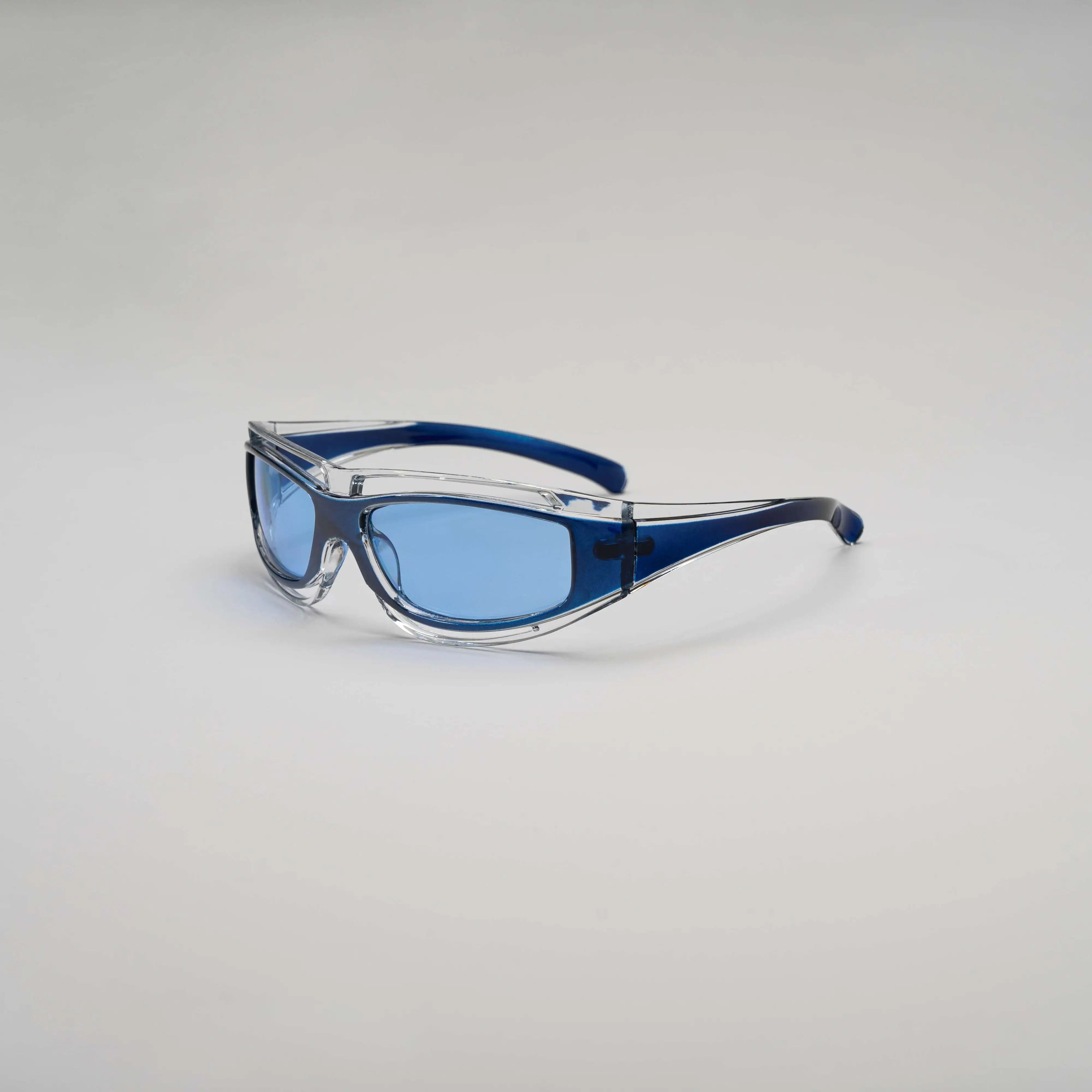 'Miami Nights' Y2K Wraparound Sunglasses in Blue