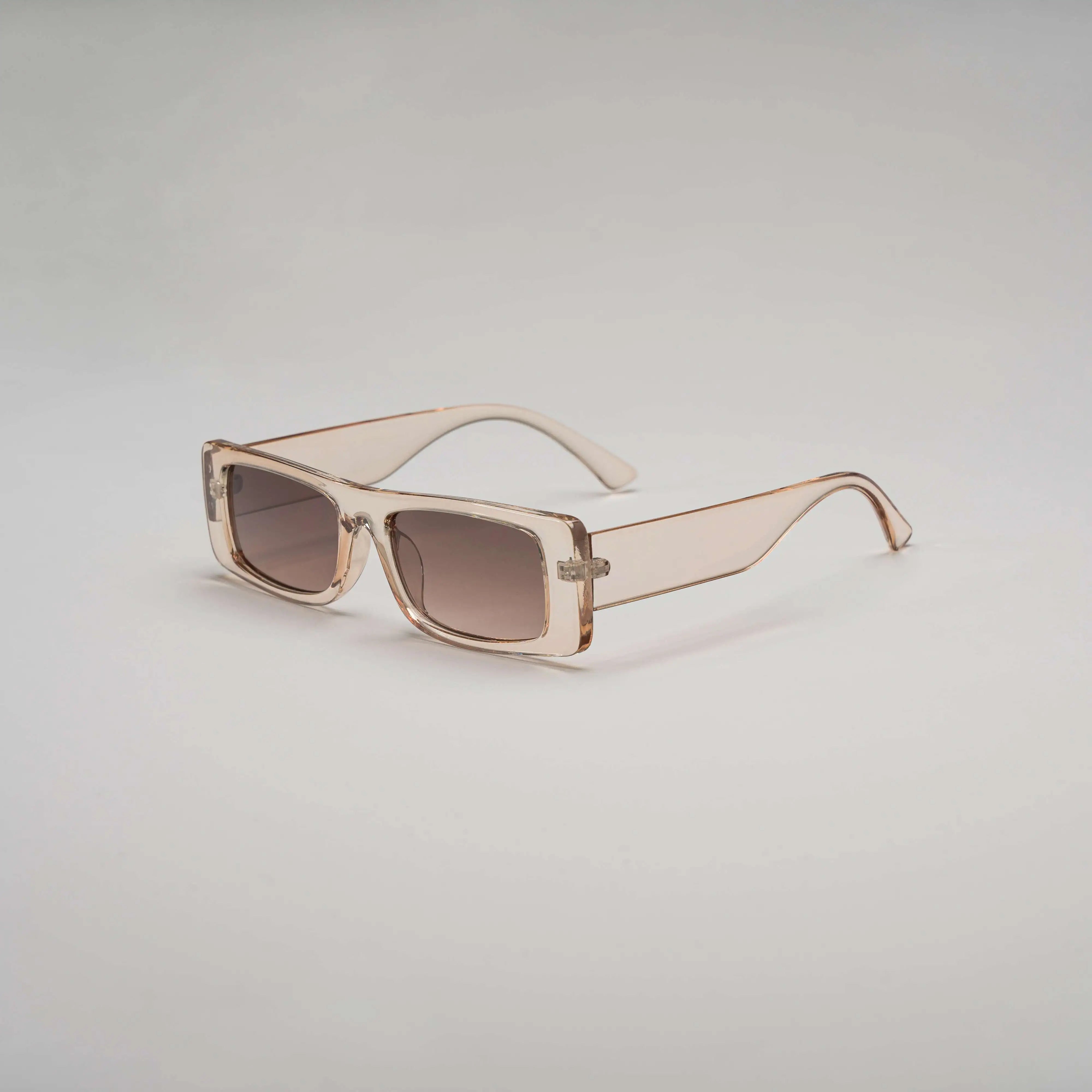 'Milan' Transparent Retro Sunglasses in Brown