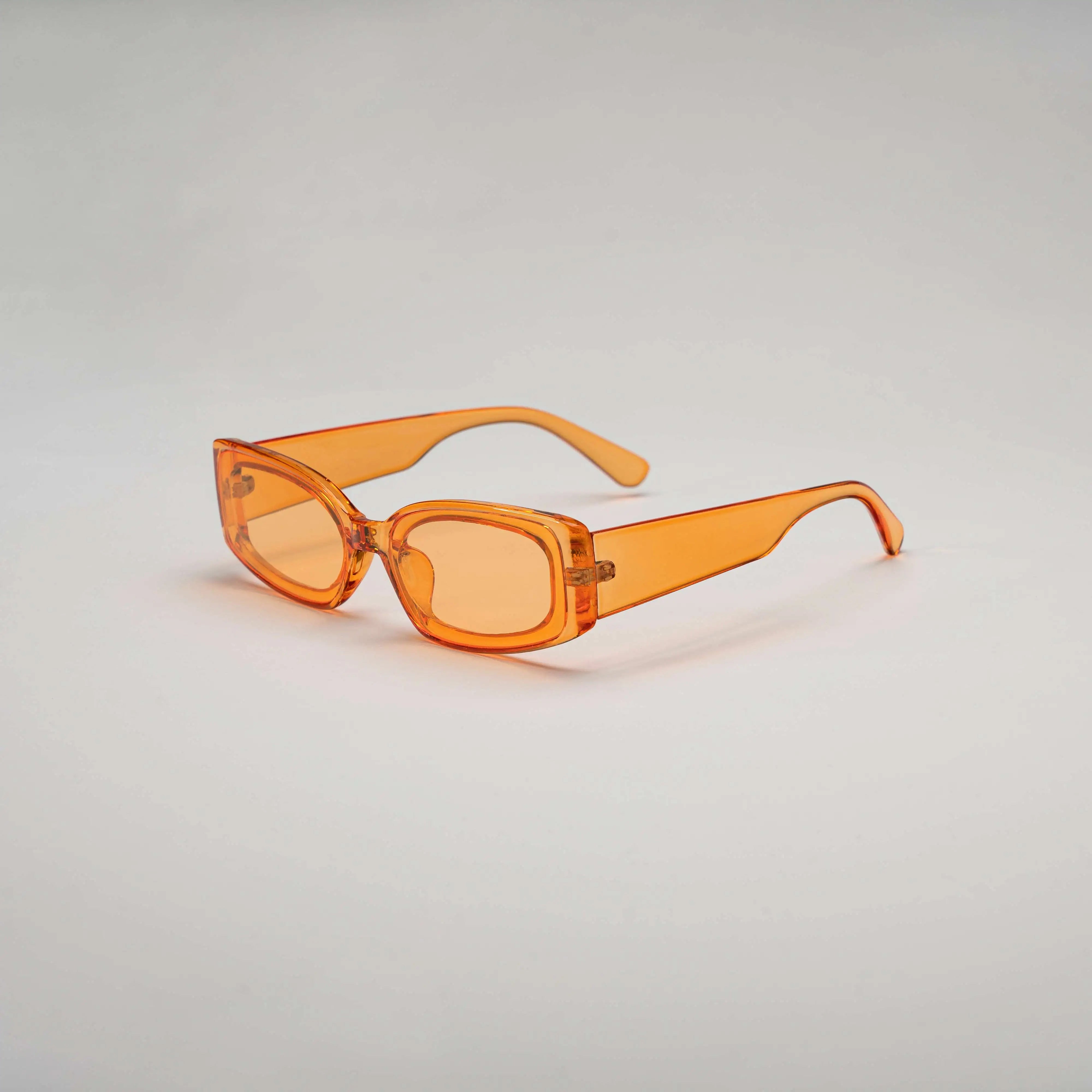 Transparent Retro Oval Sunglasses in Orange