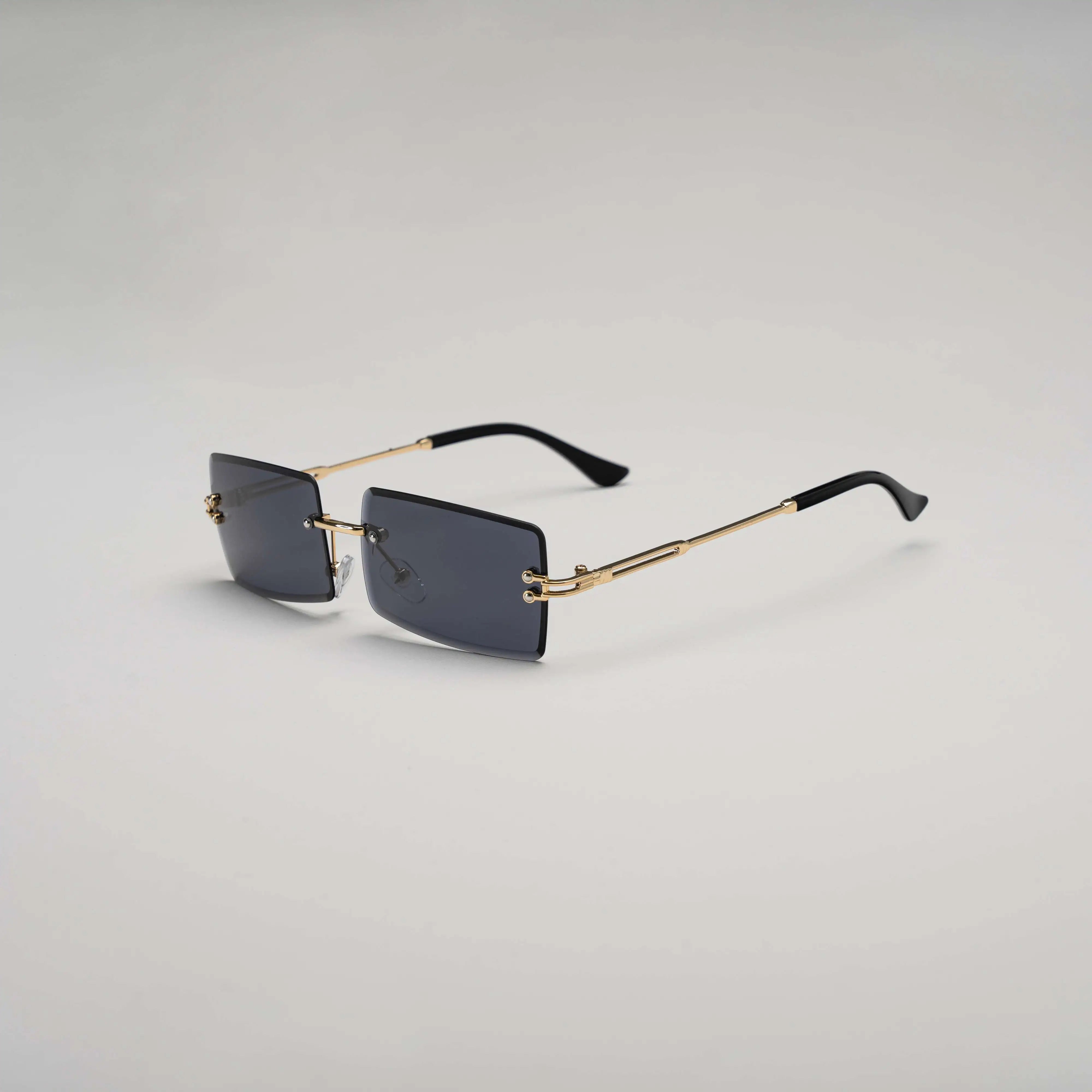 'Monaco' Rimless Sunglasses in Black & Gold