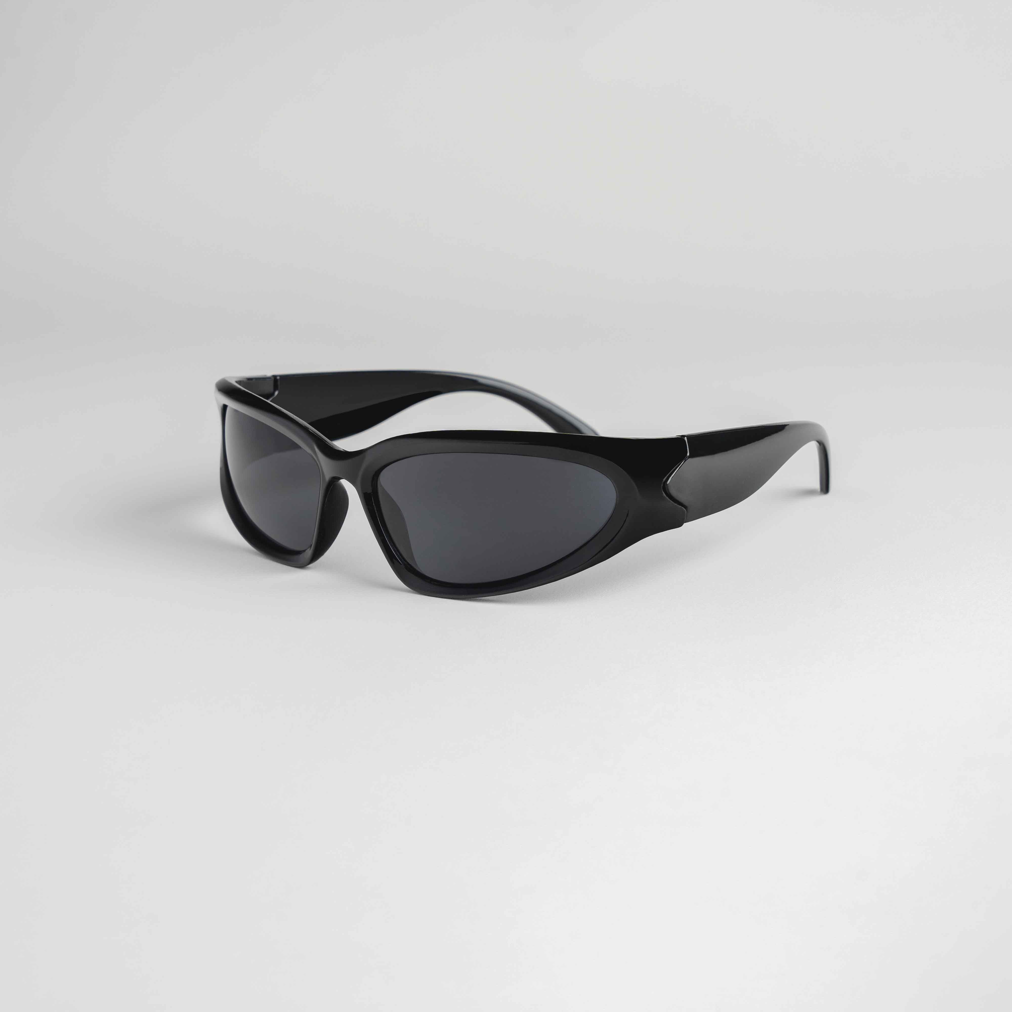 Shop 'Neo' Y2K Wraparound Sunglasses in Black