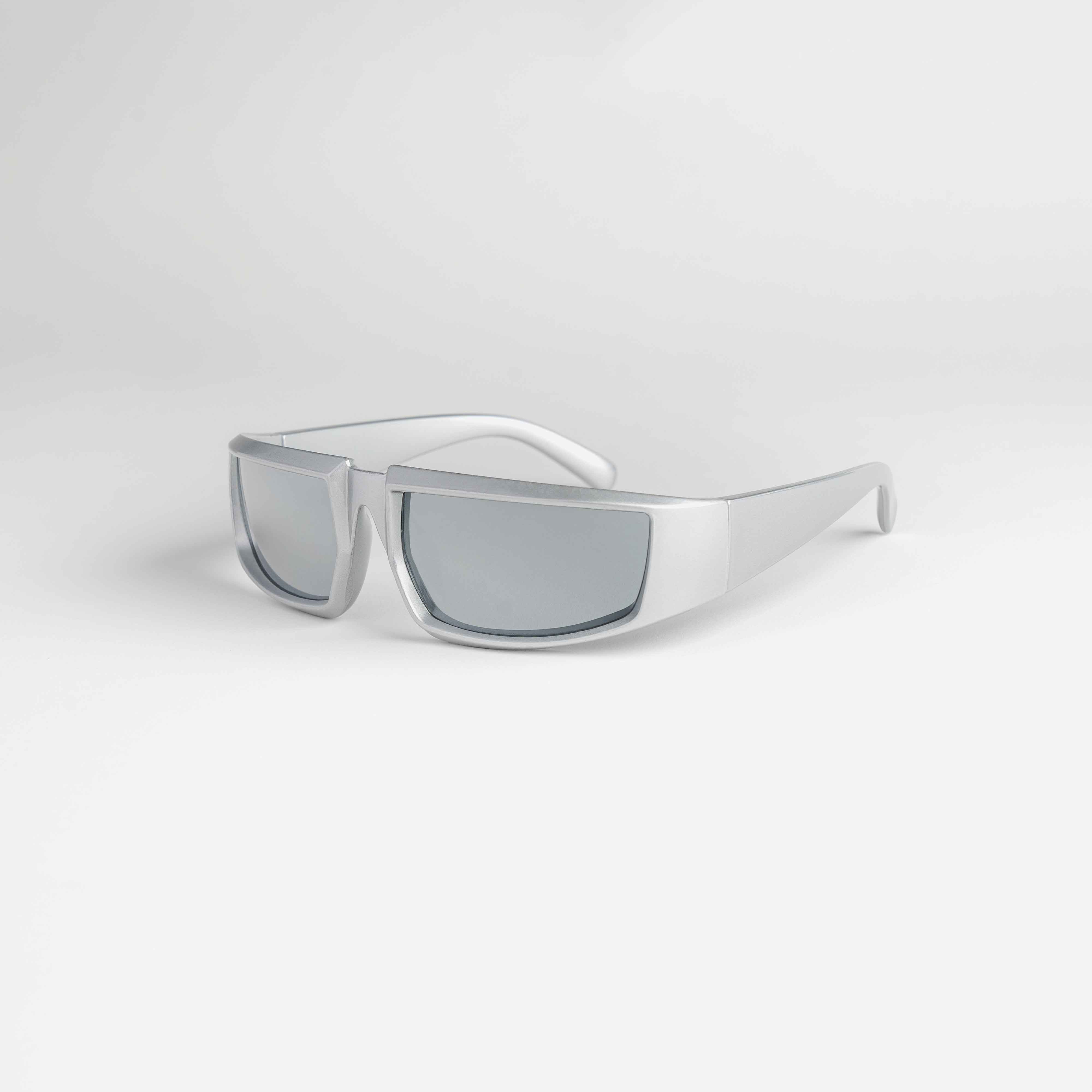 Shop 'Nova' Futuristic Y2K Sunglasses in Silver
