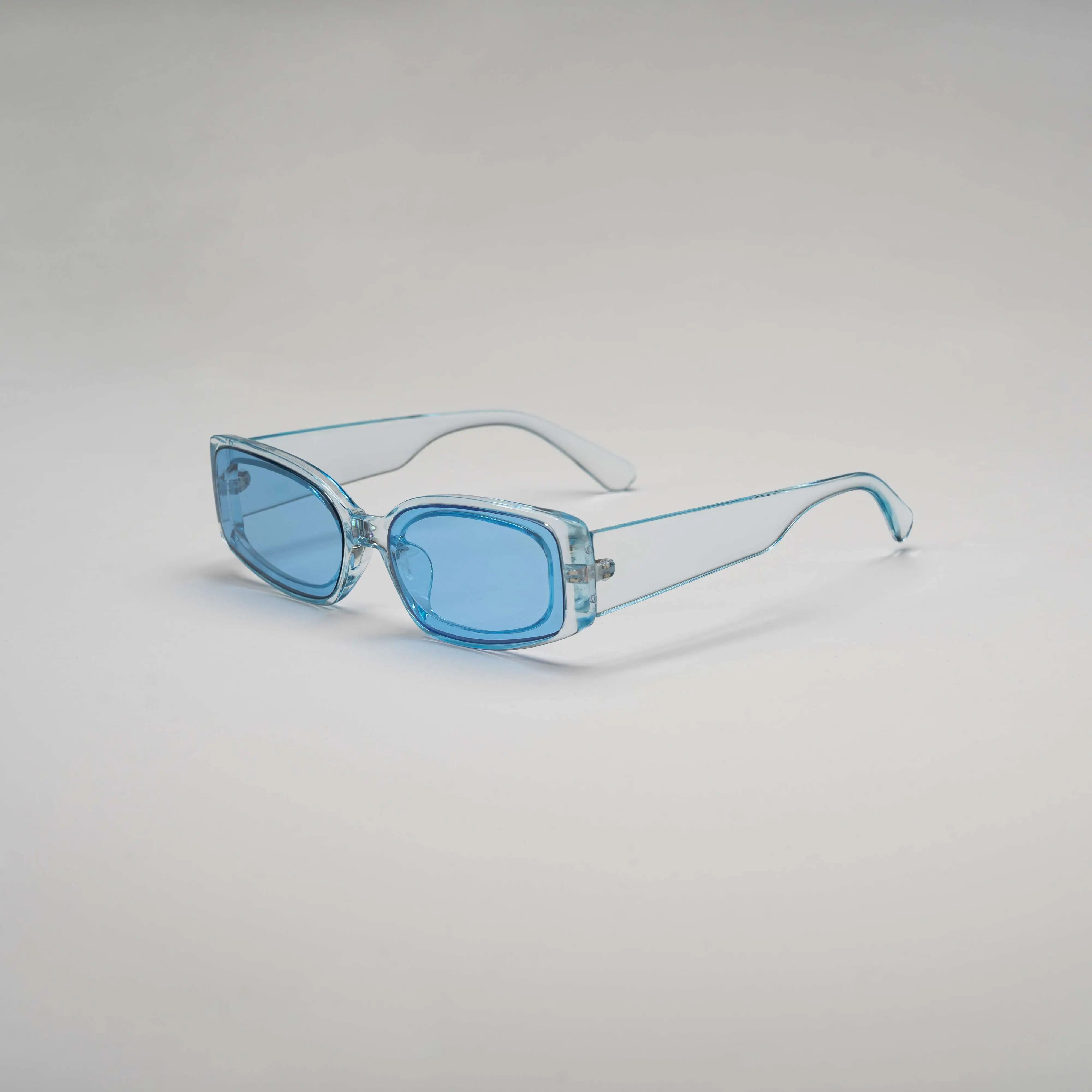 'Overdose' Transparent Retro Oval Sunglasses in Blue