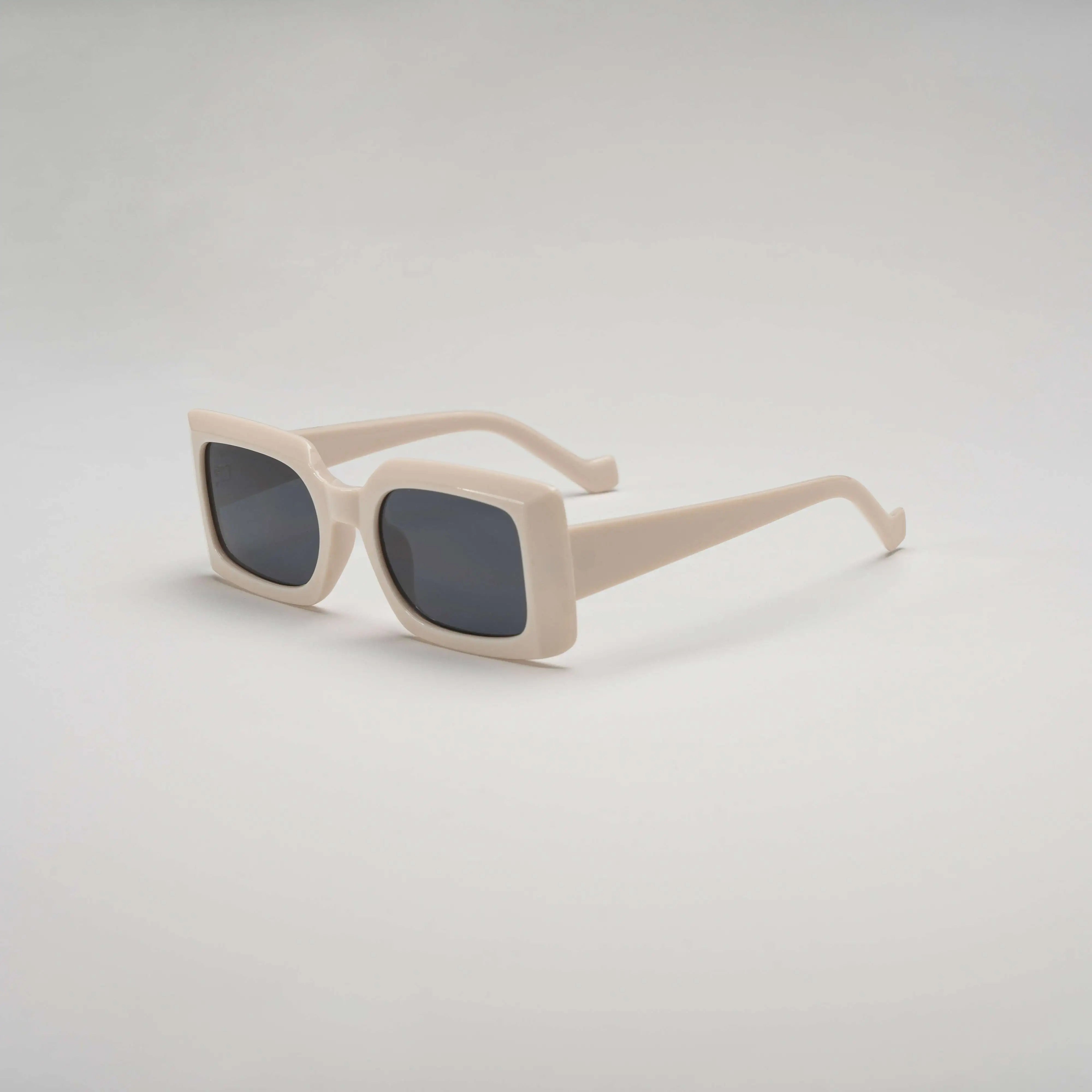 'Rabbit Hole' Retro Square Sunglasses in Beige
