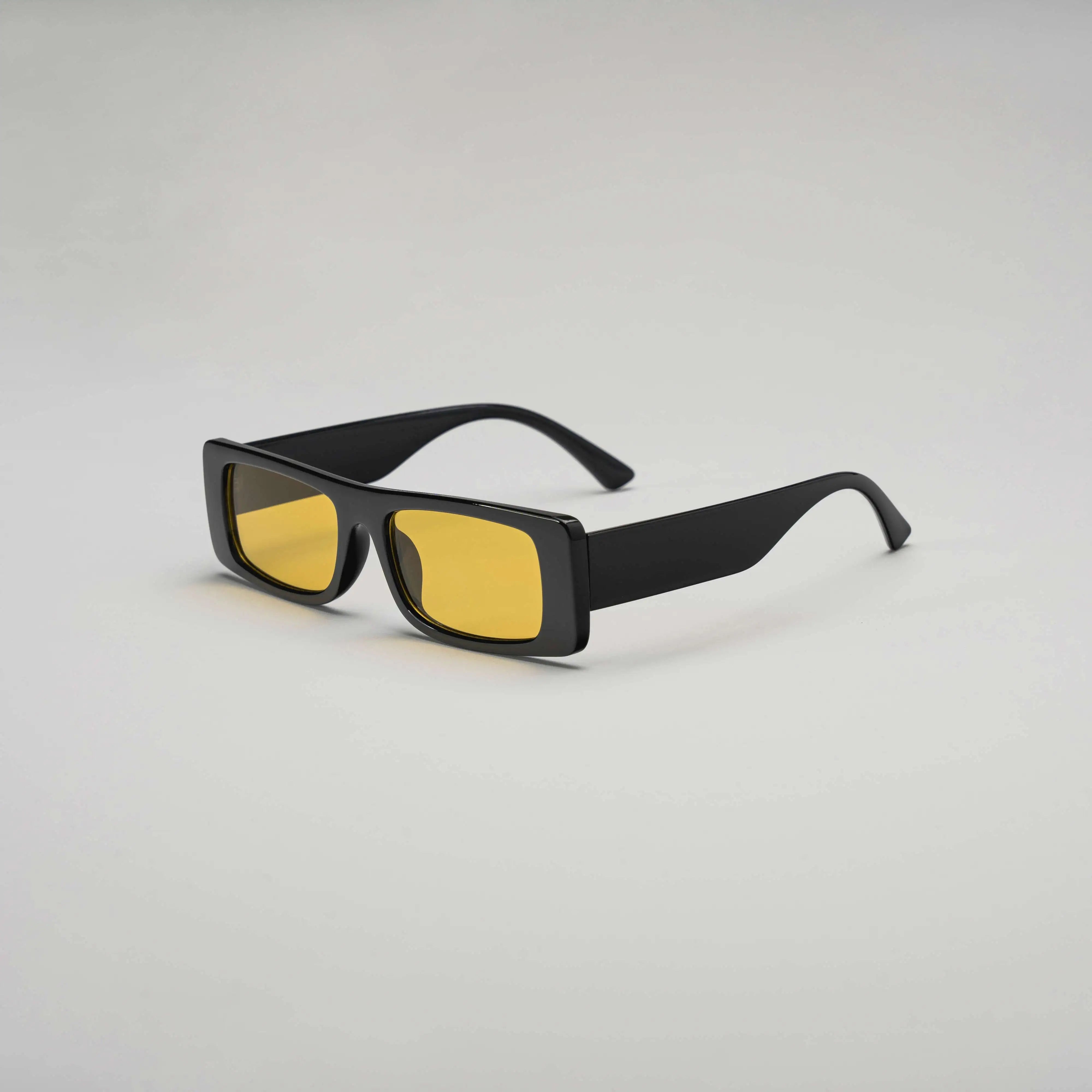 'Sarah Story' Retro Sunglasses in Black & Yellow