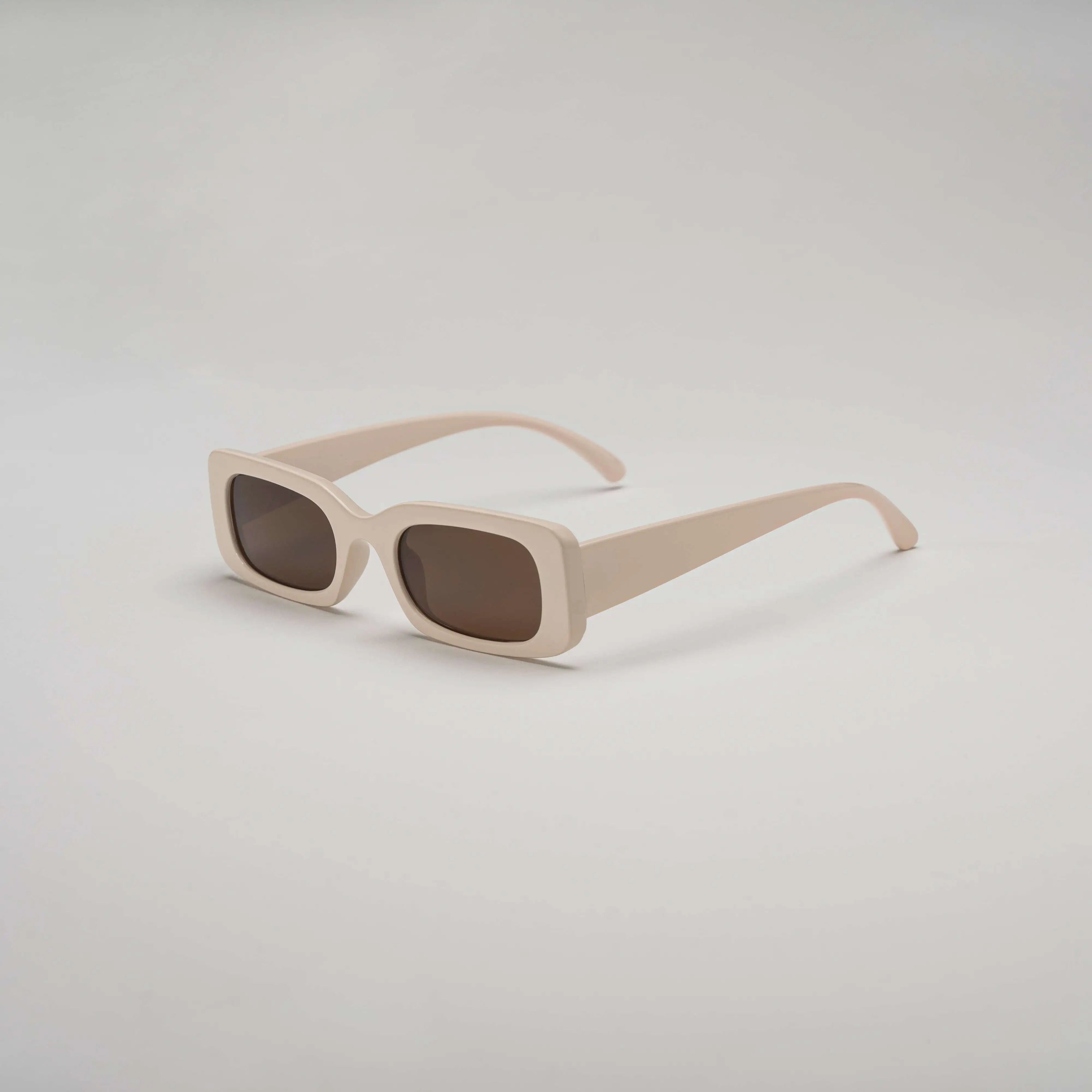 'Sophia Violets' Retro Oval Sunglasses in Beige & Brown
