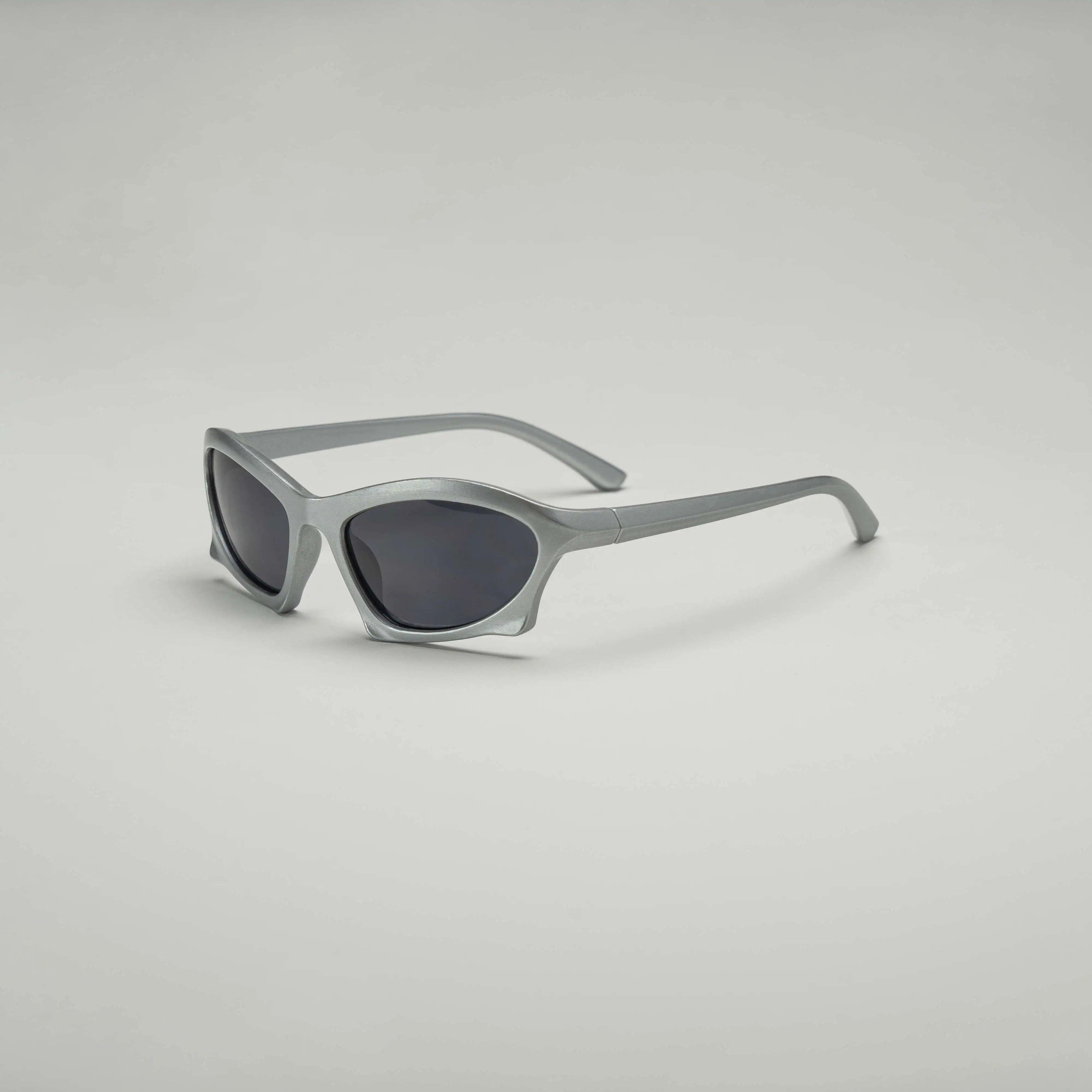 'System' Futuristic Y2K Sunglasses in Silver & Black