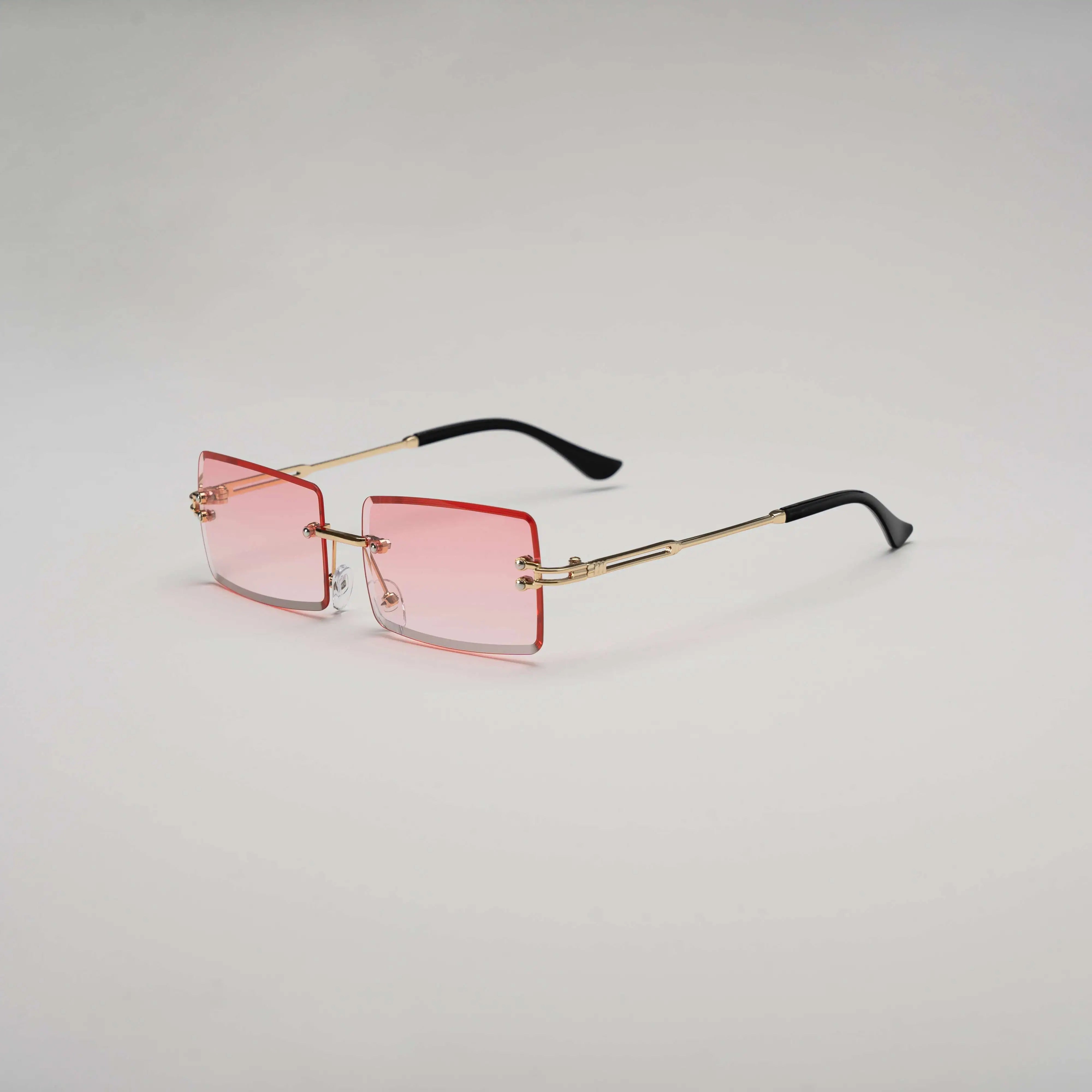 'The Afters' Rimless Sunglasses in Pink & Gold