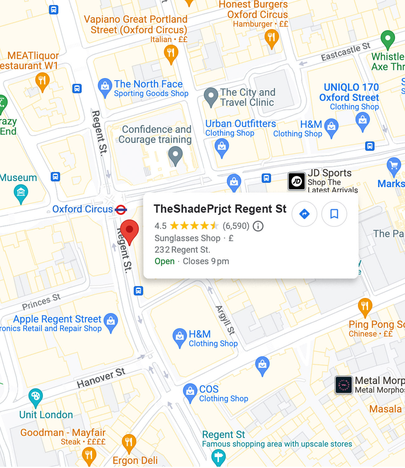 TheShadePrjct London Regent Street Location. 
