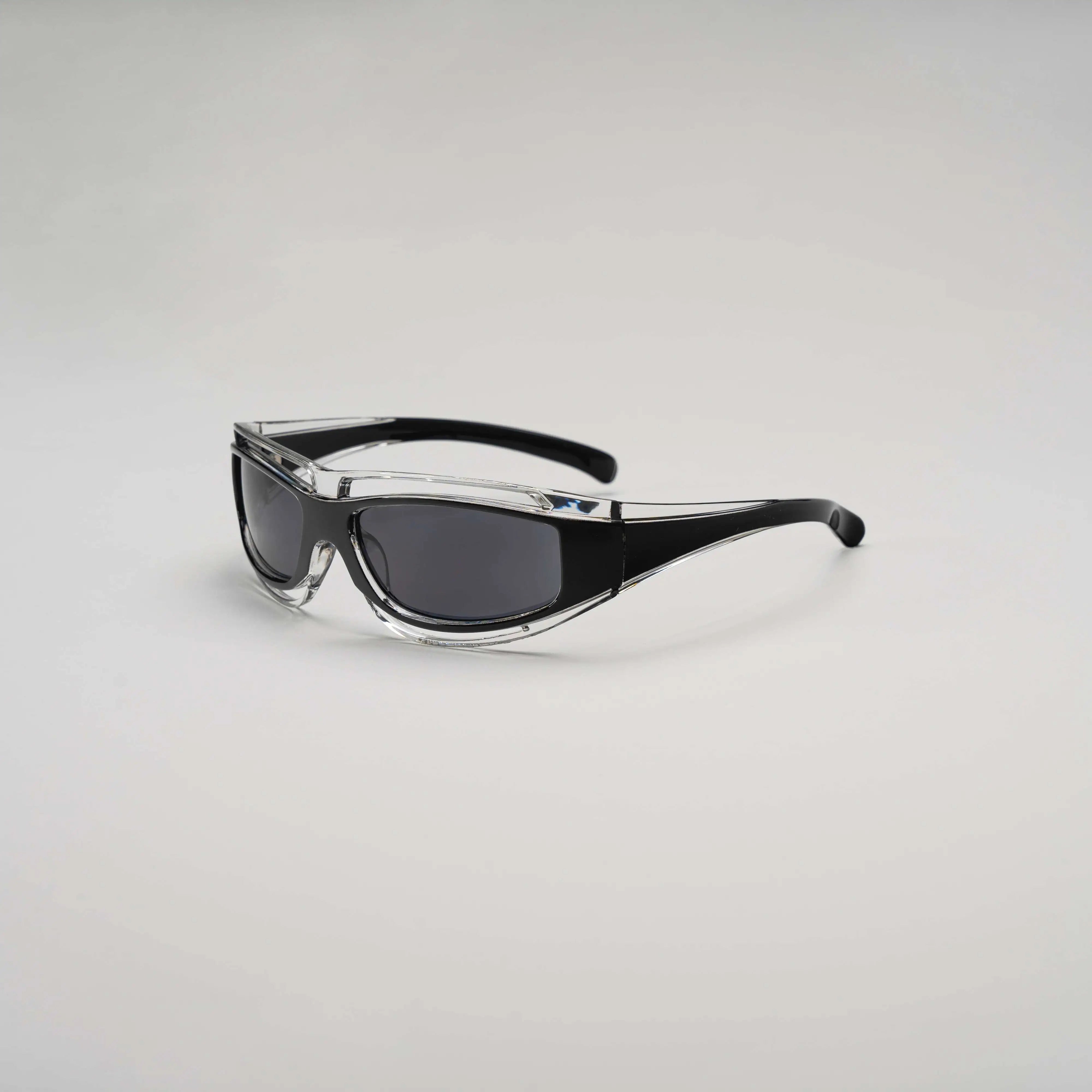 'Tokyo' Y2K Wraparound Sunglasses in Black